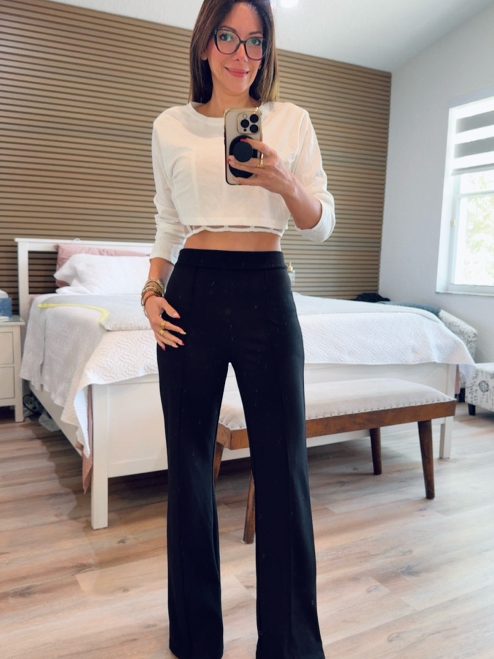 Forever 21 White Long-Sleeve Crop Top